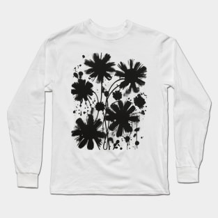 Black Flowers Artsy Streetart Long Sleeve T-Shirt